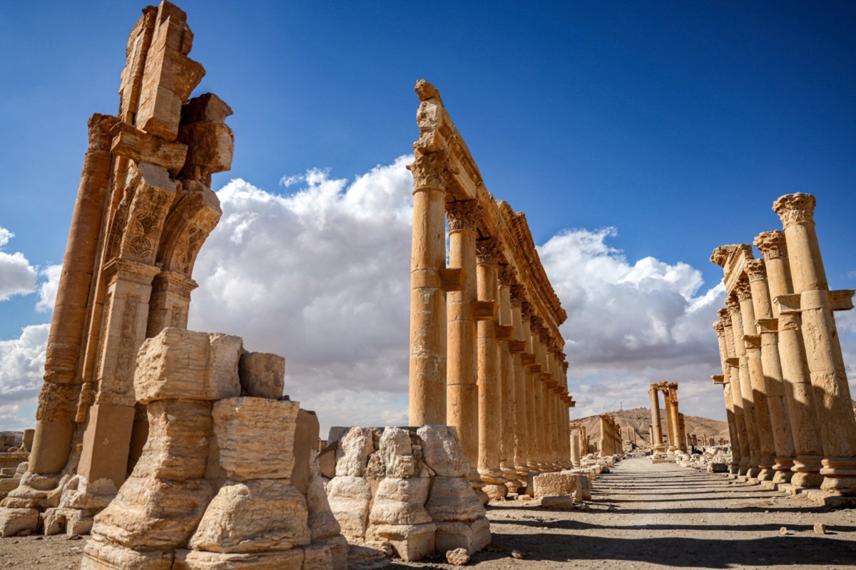 The Great Colonnade (Decumanus Maximus) at Palmyra, one of six Syrian sites on the UNESCO elite list of world heritage. All of them sustained some level of damage in the 13-year civil war.