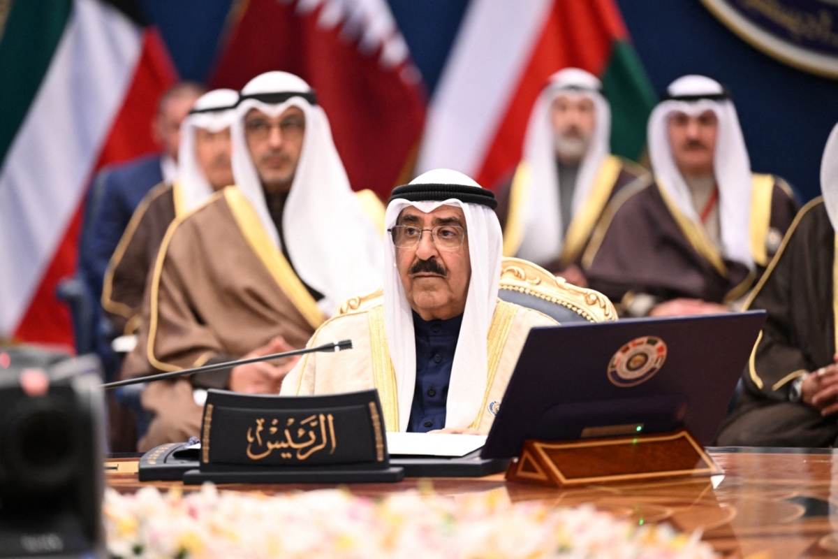 Emir of Kuwait Sheikh Meshal Al-Ahmad Al-Jaber Al-Sabah at the 45th meeting of the Gulf Cooperation Council in Kuwait City on December 1, 2024.
 