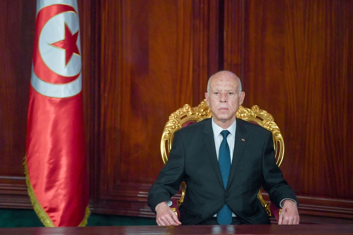 Tunisian President Kais Saied after winning the elections, Tunis, October 21, 2024.