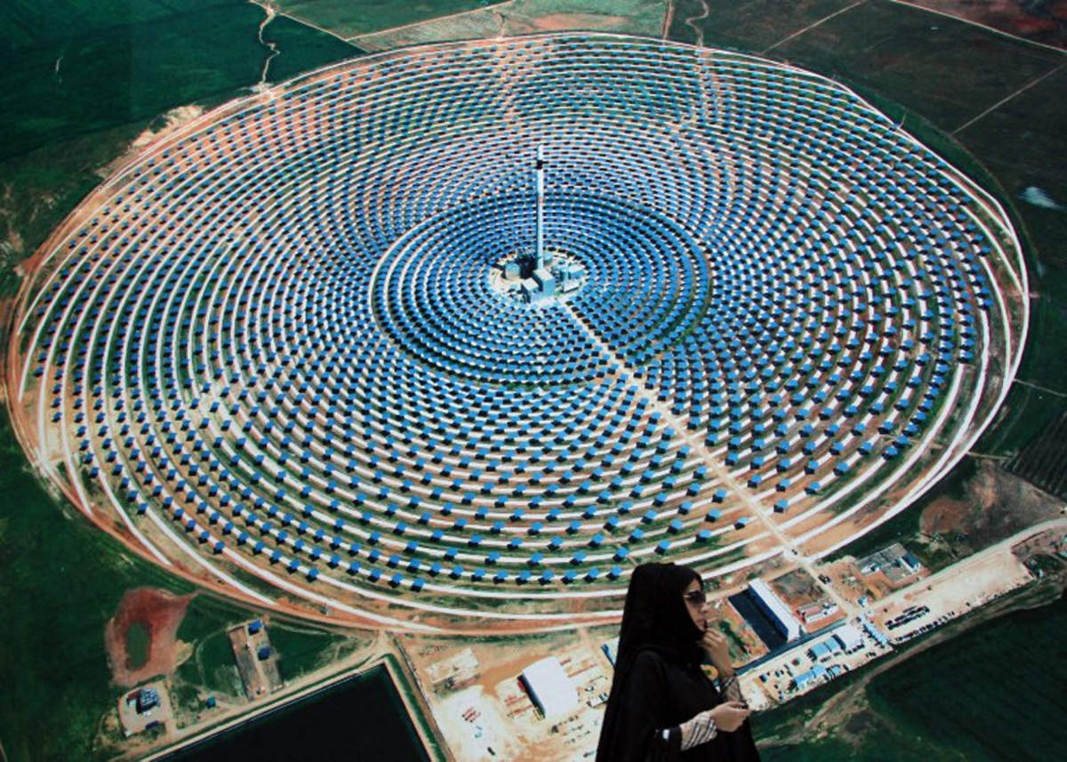 A model of a solar farm at the Masdar City pavilion at the World Energy Summit, Abu Dhabi, January 18, 2012.
 