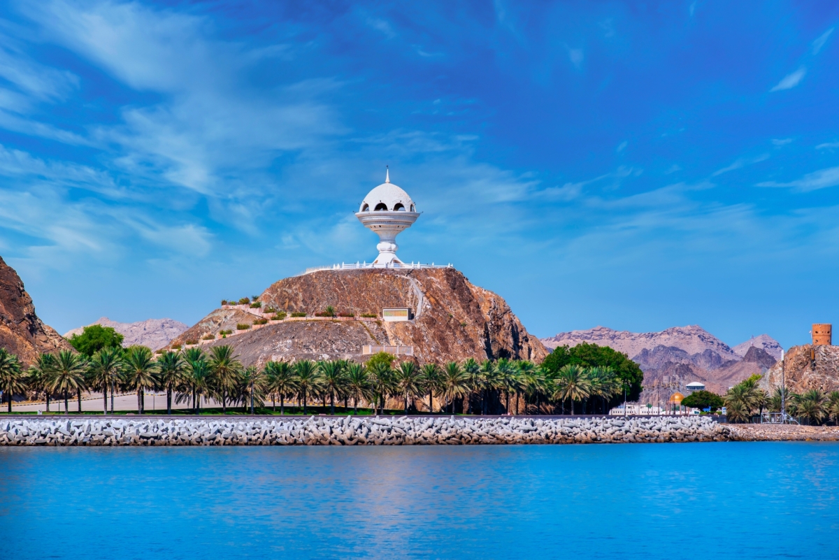 Landscape of Mutrah Corniche in Muscat, Oman.  