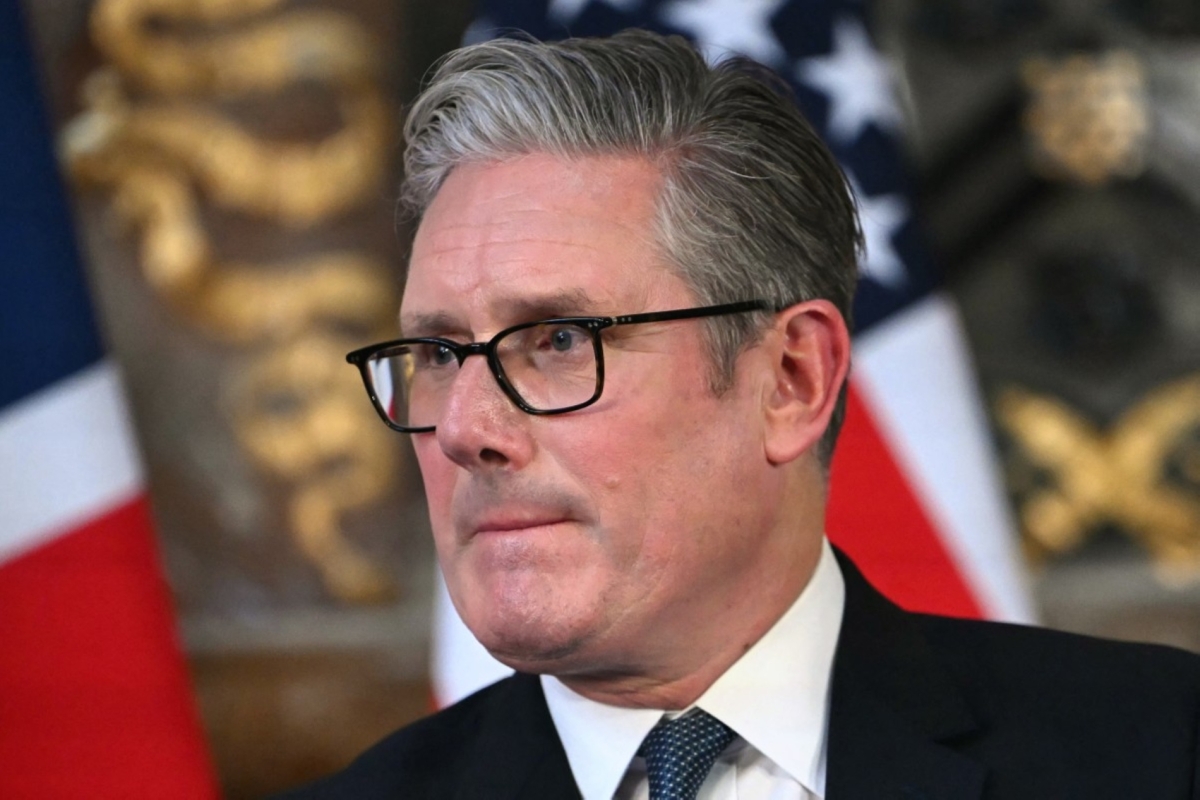 Britain's Prime Minister Keir Starmer attends a joint press conference with US President Donald Trump (unseen) following their meeting at Chequers, in Aylesbury, central England, on September 18, 2025.
