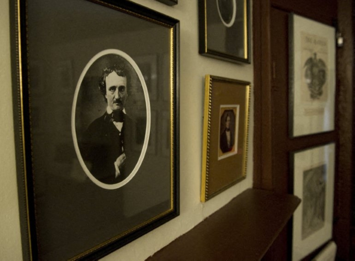Photos of American writer Edgar Allan Poe and his family at his home museum in Baltimore.
 