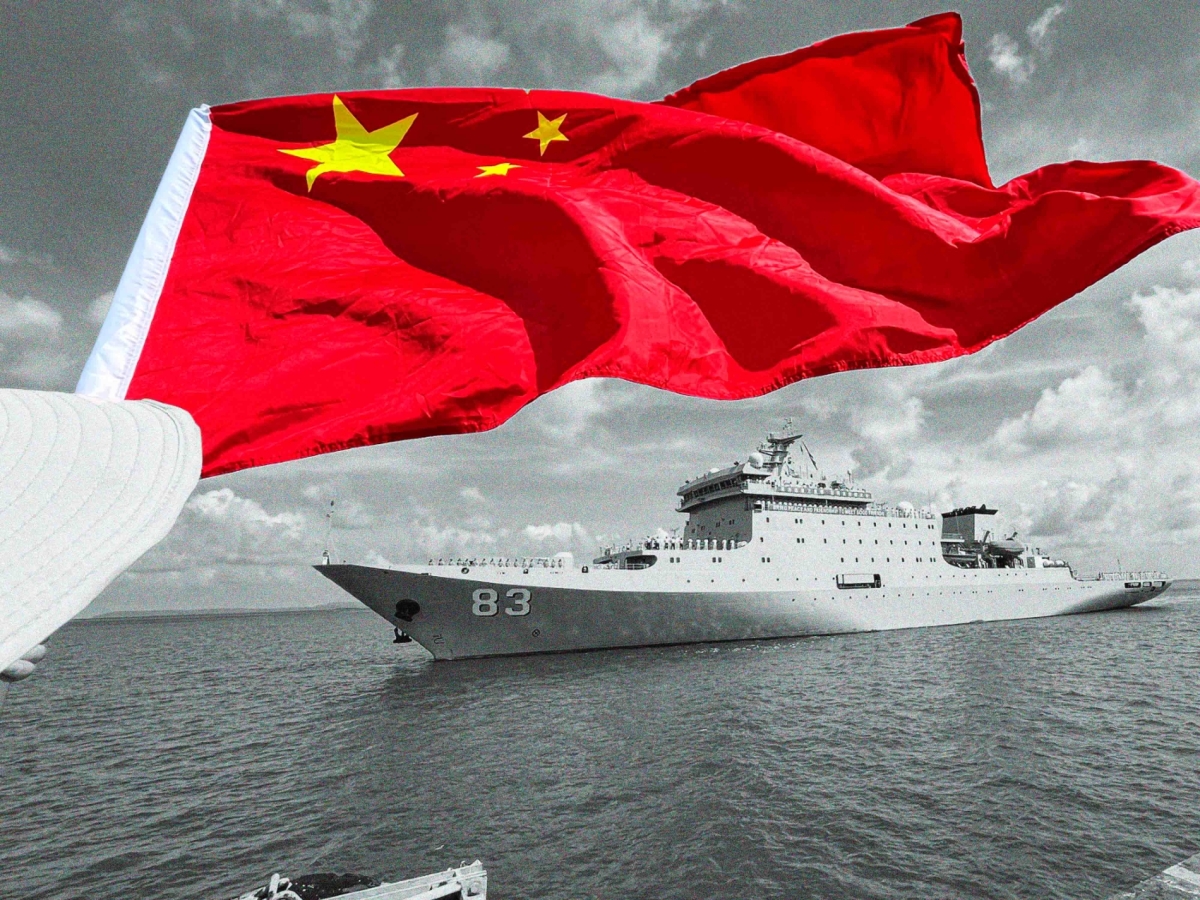 The docking of the Chinese training ship "Zhijiguang" during a reception at the port of Sihanoukville in Preah Sihanouk province on 19 May 2024.