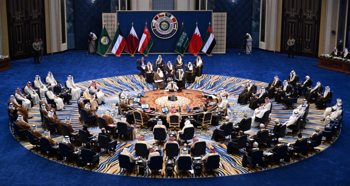 A handout picture released by the press office of the Emir of Kuwait Diwan shows a general view of the 45th Gulf Cooperation Council meeting in Kuwait City on 1 December 2024. 