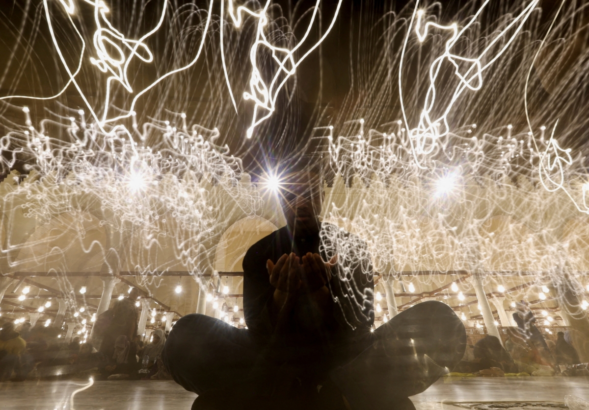 Picture for illustrative purposes only. A Muslim worshipper cries during evening prayers in Cairo, Egypt, on 17 April 2023, during the holy month of Ramadan. 