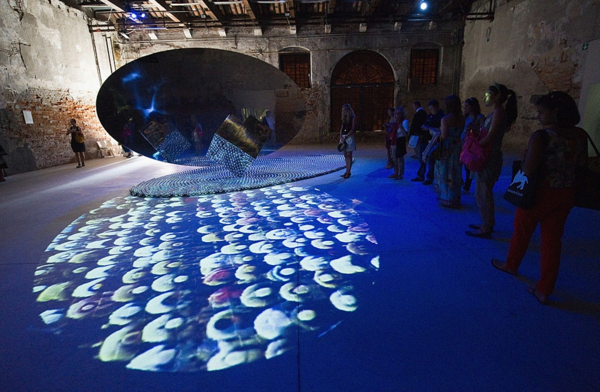 Installation "The Black Arch" by Saudi sisters Raja and Shadia Alem is seen at the pavilion of Saudi Arabia taking part in the Venice Biennale for the first time on 2 June 2011, in Venice, Italy.