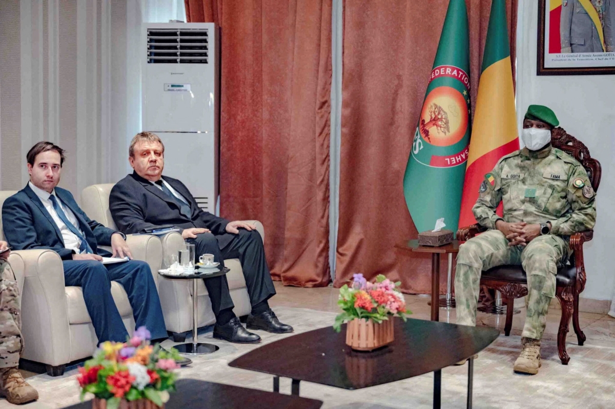 Assimi Goita, the leader of Mali's military government, meets with Russian ambassador Igor Gromyko at Koulouba Palace in Bamako, Mali, on 28 April 2026.