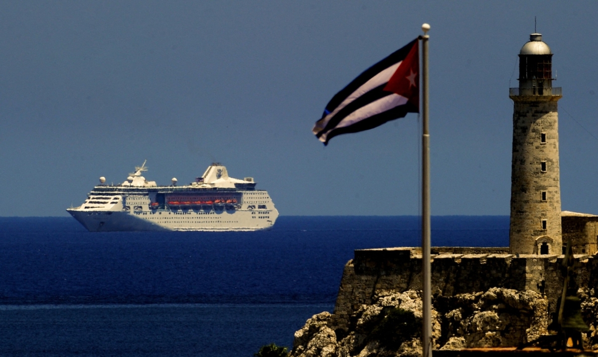 A Royal Caribbean cruise sails into the Havana harbour on 6 May 2019, after the activation of Chapter III of the Helms-Burton Act, which sought to intensify the US blockade against Cuba.