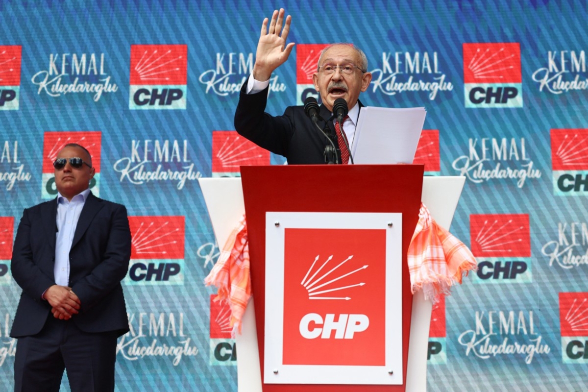 Türkiye's main opposition CHP party's court-installed leader, Kemal Kilicdaroglu, delivers a speech at the party's headquarters in Ankara on 30 May 2026.