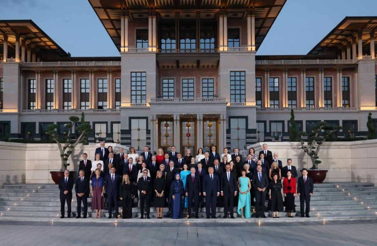 World leaders line up during the 36th NATO Heads of State and Government Summit
at the Presidential Complex in Ankara on 7 July 2026. 