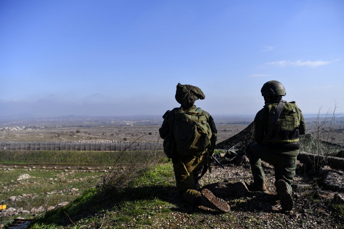 Israeli soldiers operate in the Israeli-occupied Golan Heights near the border with Syria.