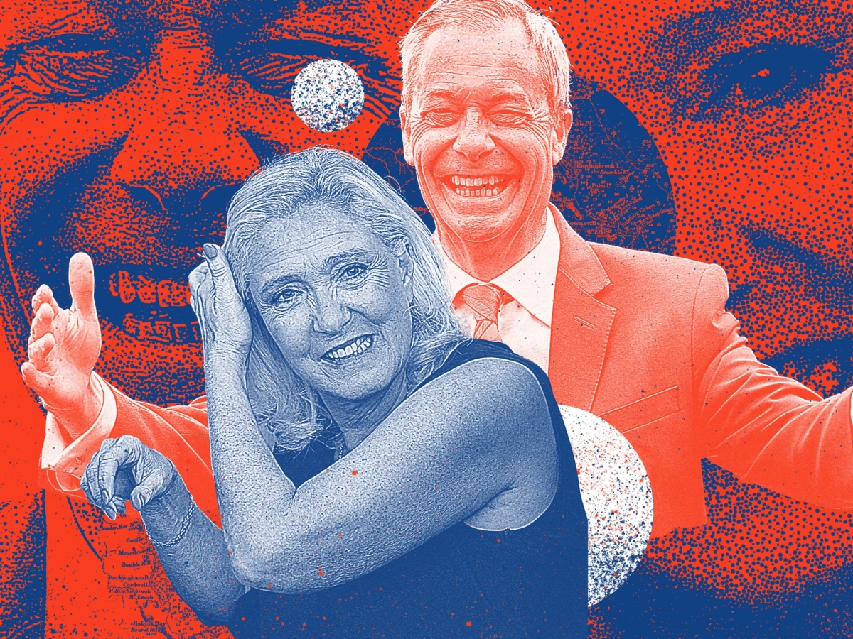 Marine Le Pen and Nigel Farage, two leaders of far right parties seeking power either side of the English Channel. 