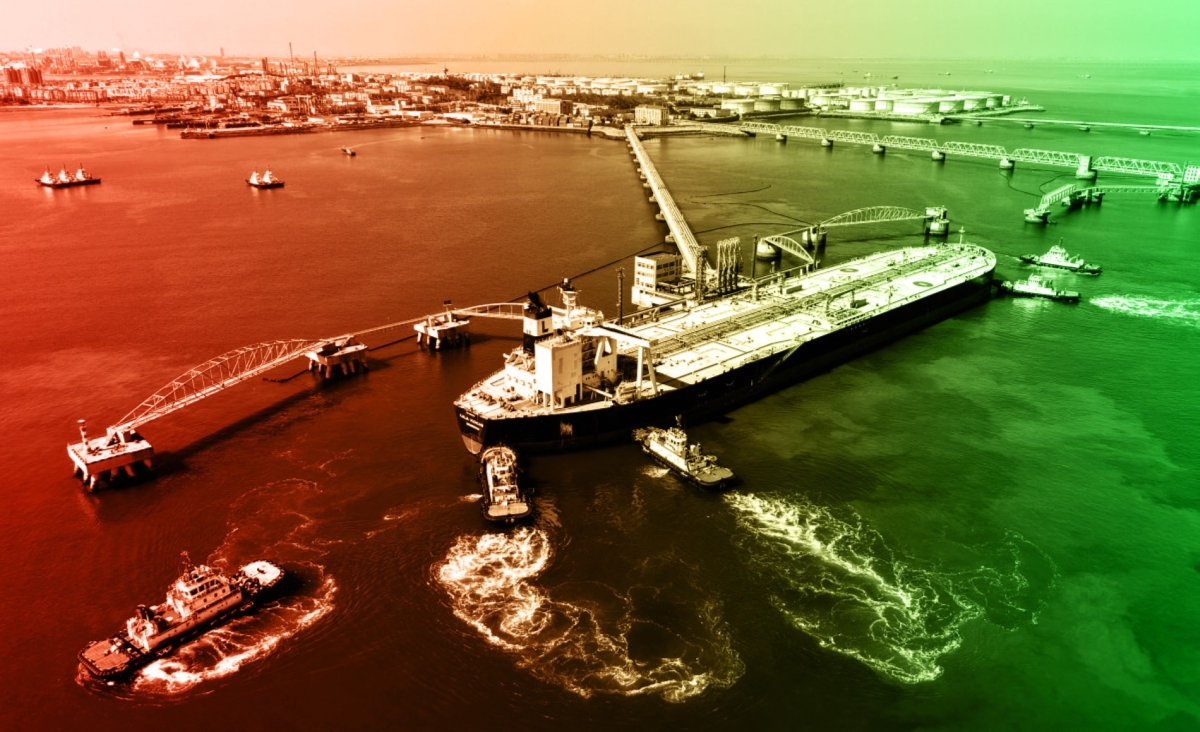 A crude oil tanker is guided to a berth at the oil terminal at the port in Qingdao, in China’s eastern Shandong province on March 7, 2026. 
