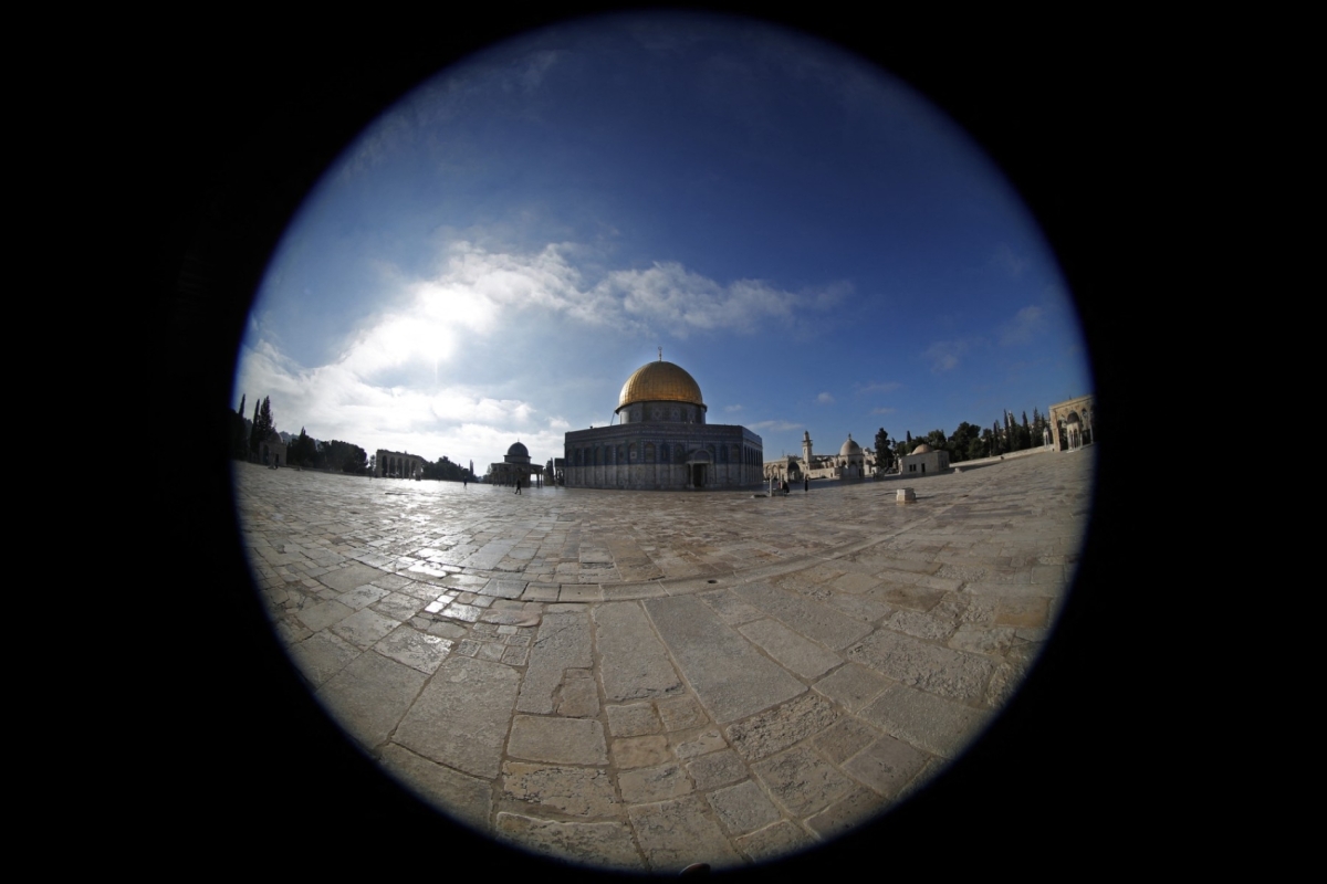 A view of the Dome of the Rock mosque at the Al-Aqsa mosque compound after renovation work carried out by the Waqf, a Jordanian-backed body that oversees Muslim religious sites in Jerusalem, on 10 January 2018.