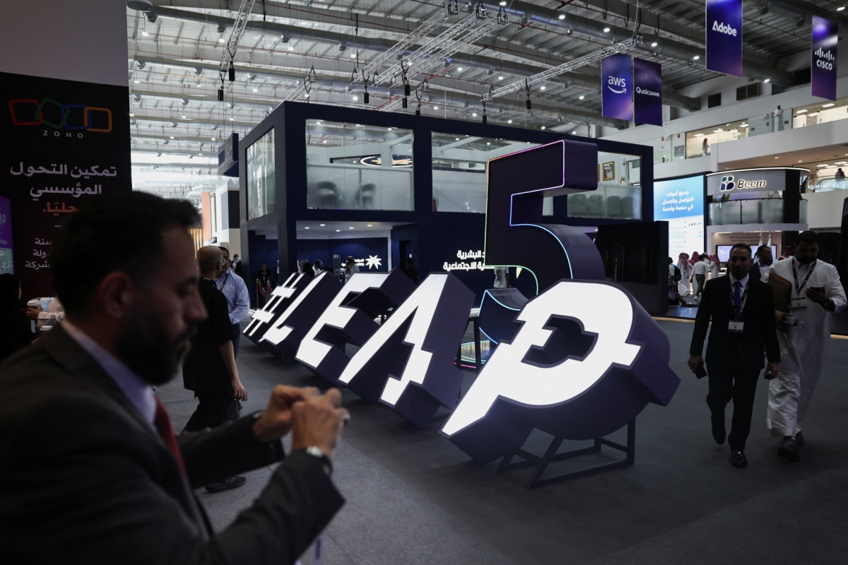 Visitors attend the LEAP conference in Riyadh on 31 August 2026.
 