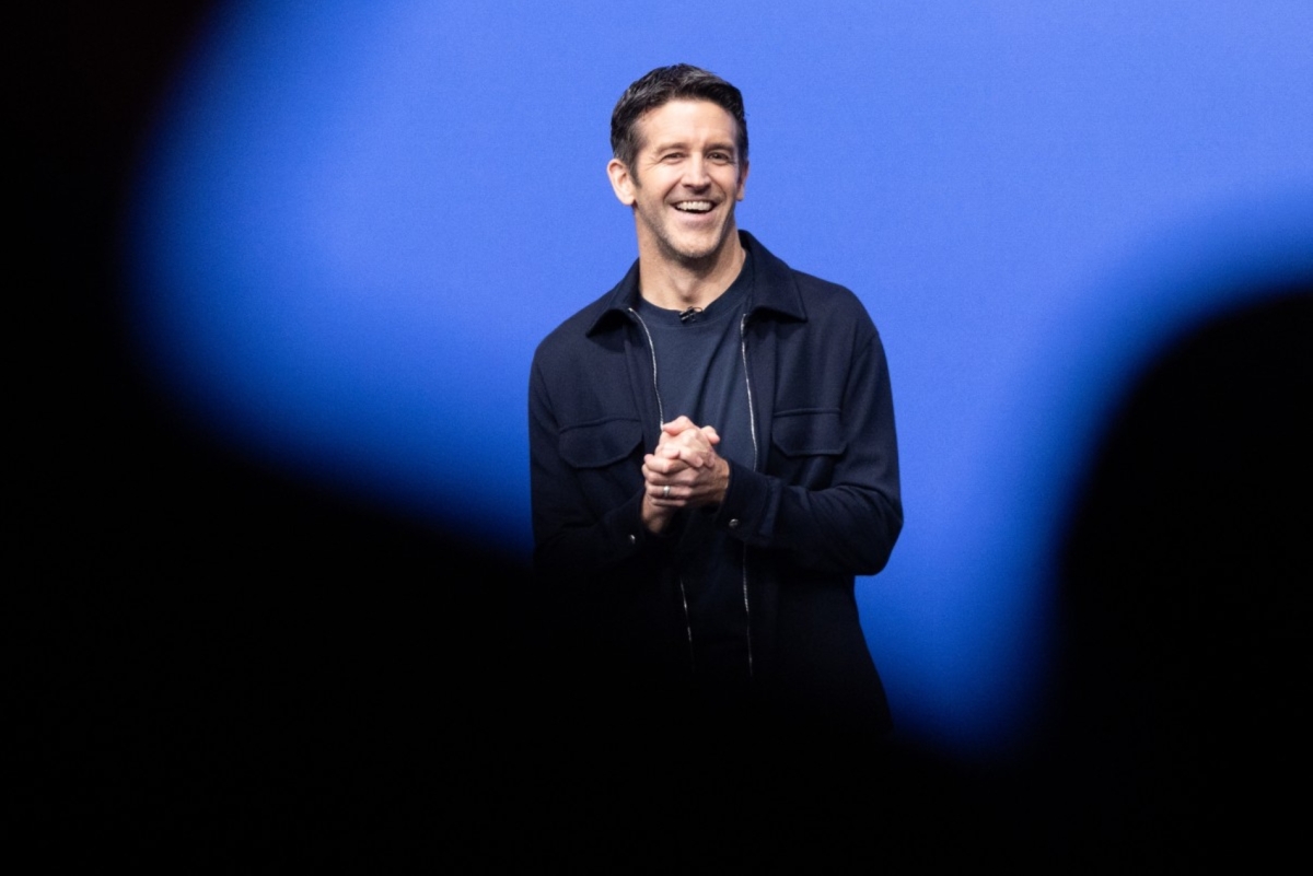 Apple CEO John Ternus stands on stage at Apple's "Surprise and Shine" event at the company's corporate headquarters, Apple Park, on 9 September 2026 in Cupertino, California. 