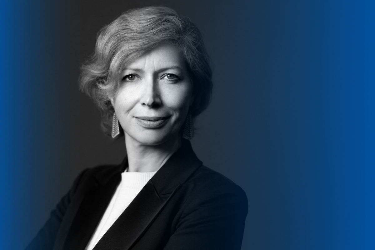 Anne-Claire Legendre, the newly appointed president of the Institut du monde arabe, poses for a portrait at the institute’s headquarters in Paris, on 18 February, 2026