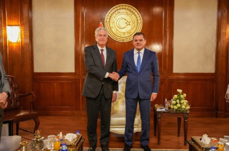 William Burns, with Libyan Prime Minister Abdel Hamid Dbeibeh in Tripoli.