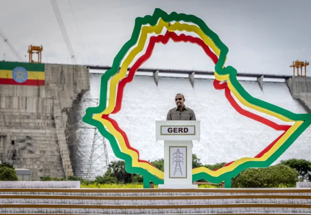 Prime Minister of Ethiopia Abiy Ahmed delivers his remarks during the official inauguration ceremony of the Grand Ethiopian Renaissance Dam (GERD) in Guba, on September 9, 2025. 
