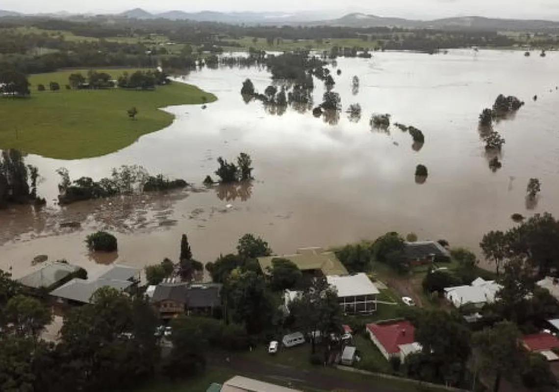 A general view shows flooding following heavy rainfall in Tinonee, New South Wales, Australia March 20, 2021.(Reuters)