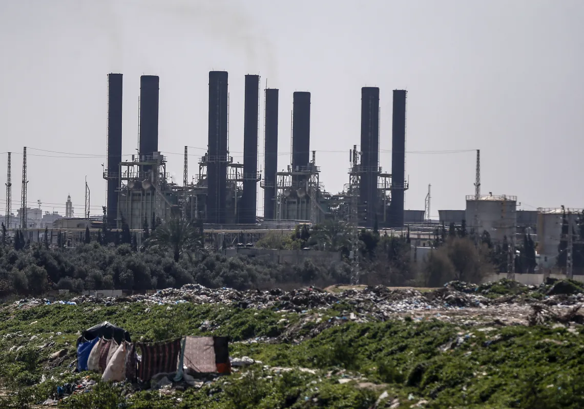 A picture shows Gaza Strip's lone power plant on February 24, 2021 south of Gaza City. (Getty)
