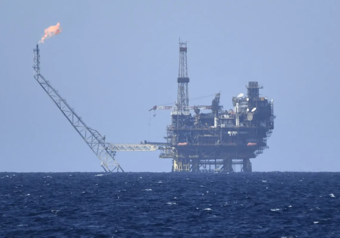 An oil and gas platform off the coast of Libya on February 25, 2022. Türkiye and Greece are at loggerheads over a Turkish-Libyan agreement on maritime boundaries in the Mediterranean Sea.
