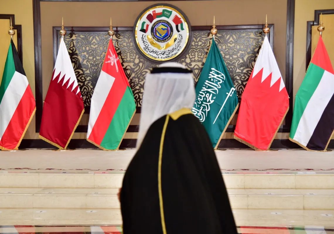 أعلام الدول المشاركة في إحدى قمم مجلس التعاون الخليجي 
