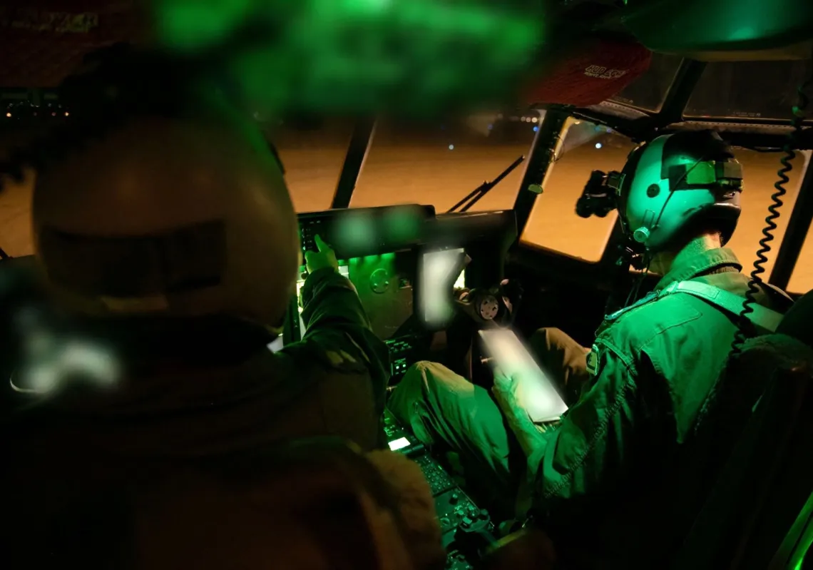 Israeli soldiers inside a military aircraft flying over the Gaza Strip on July 27, 2025.