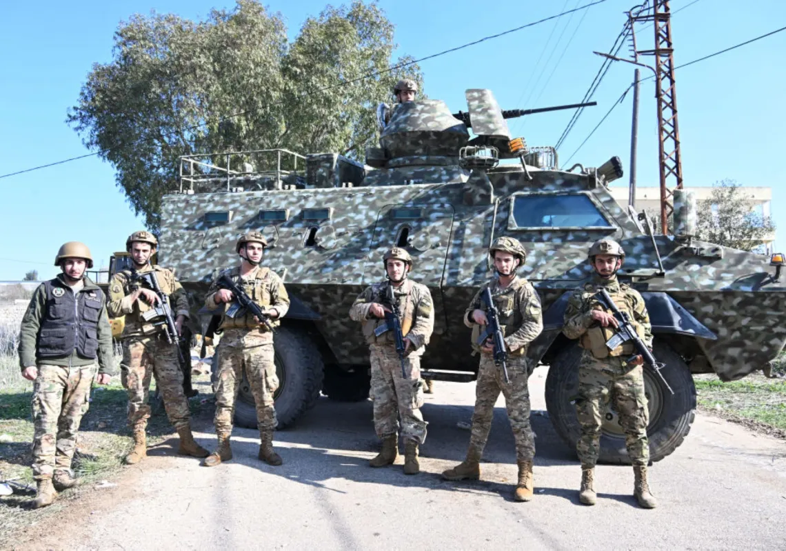 Lebanese Armed Forces personnel in the Al-Mafilha area of Meiss Al Jabal, a town in Lebanon&#039;s Nabatieh Governorate.