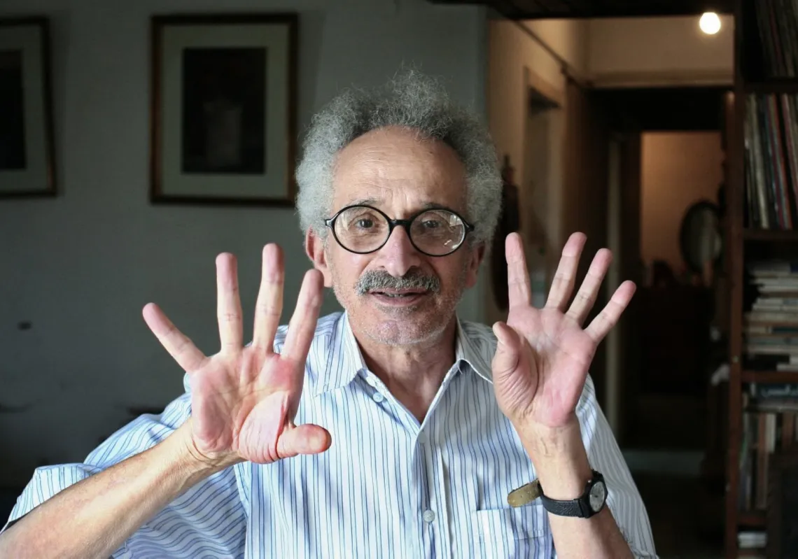 Egyptian novelist Sonallah Ibrahim during an interview at his home in Cairo.