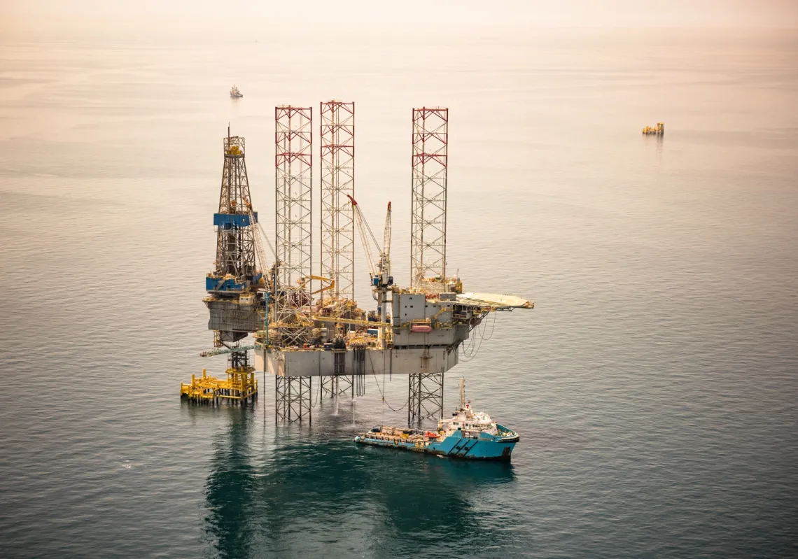 A Saudi Aramco rig in the HSBH field north of Dhahran in the eastern province of Saudi Arabia. 