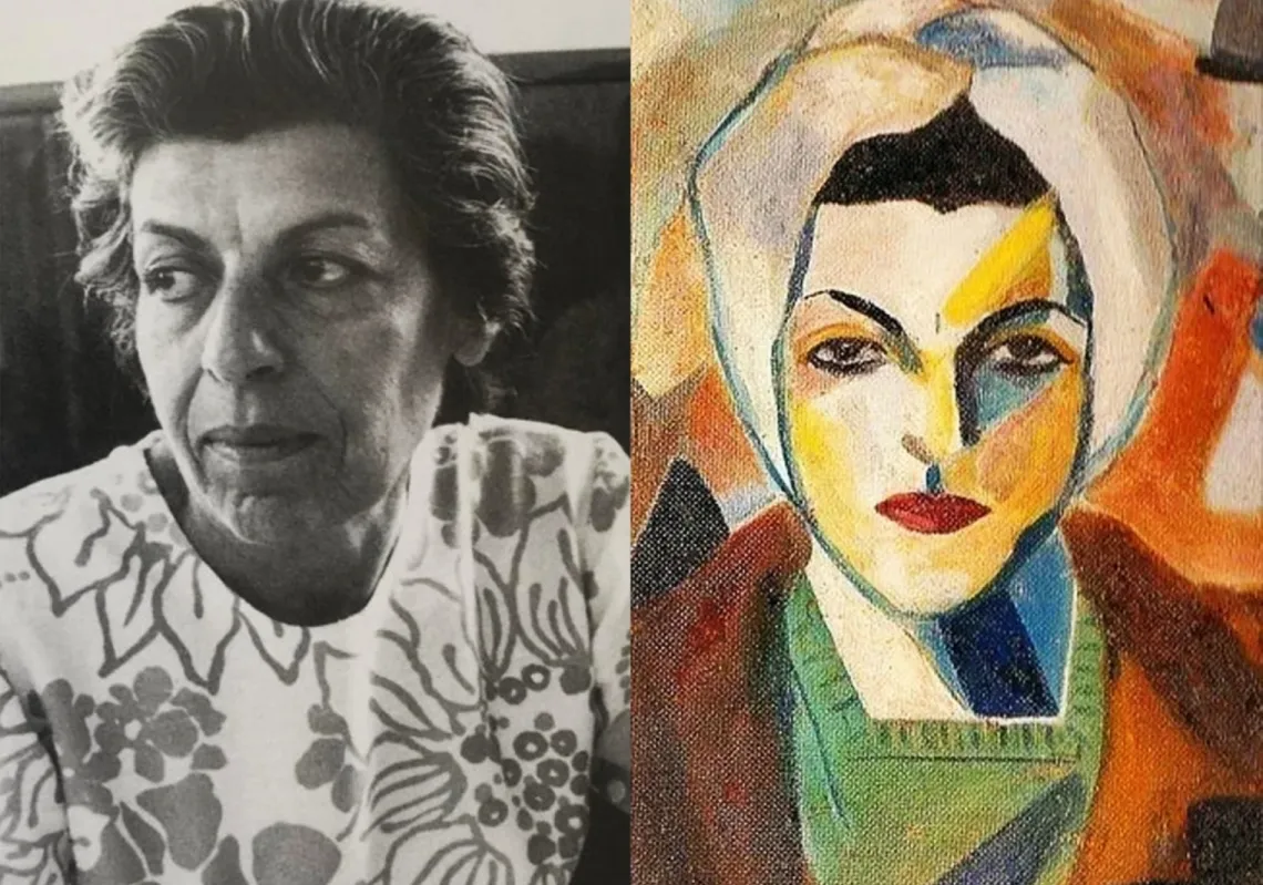 Lebanese abstract artist Saloua Choucair and one of her works