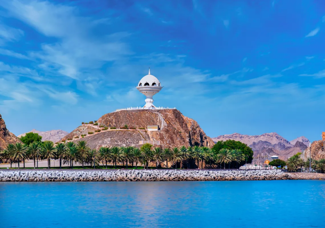 Landscape of Mutrah Corniche in Muscat, Oman.  