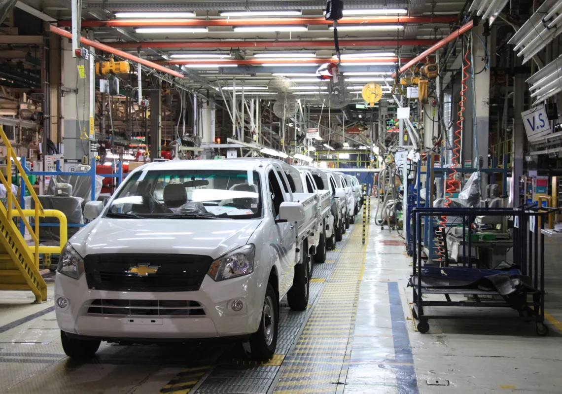 A truck assembly line at a General Motors  plant in Egypt.
 