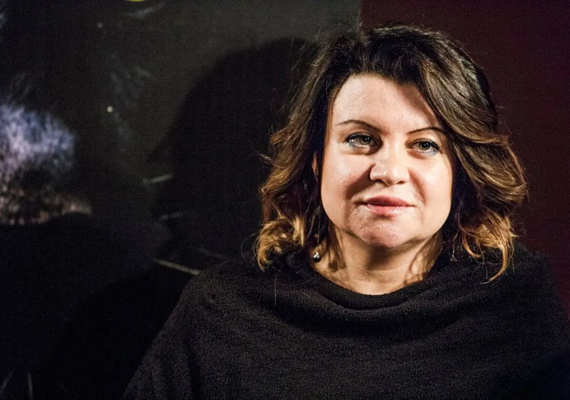 Writer Marilù Oliva at the Noir Festival, Milan, Italy, 2016.
 