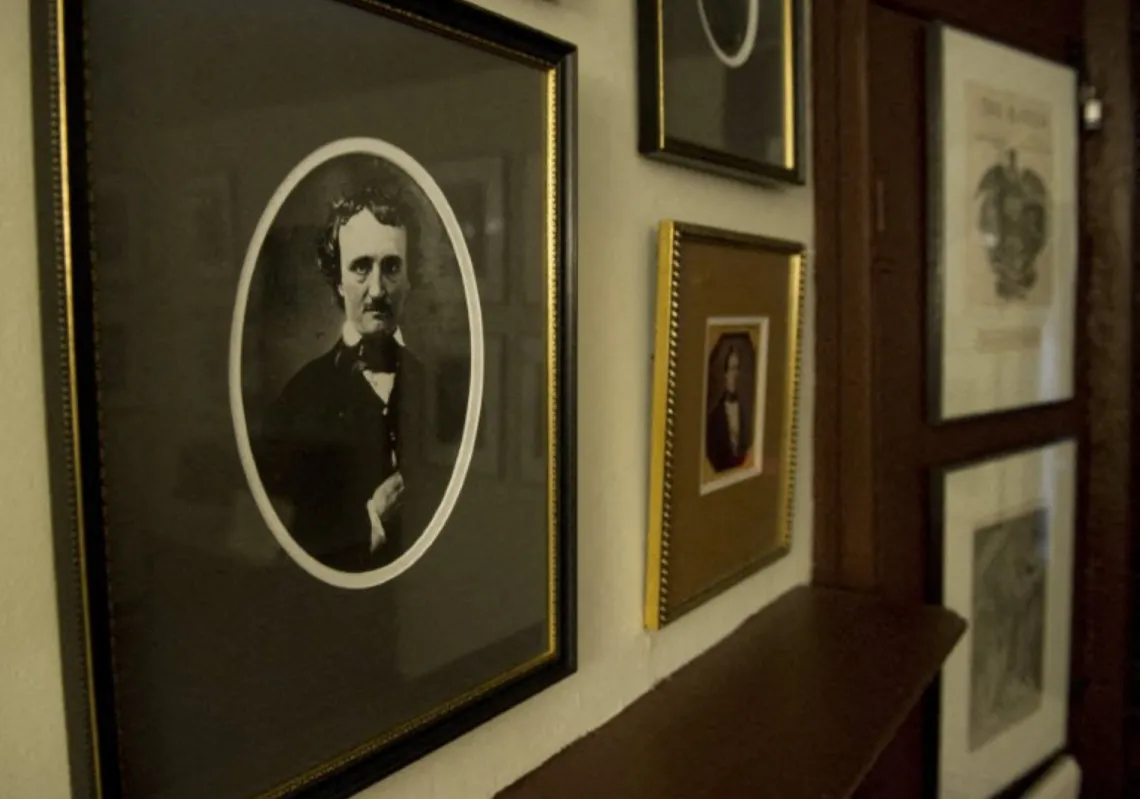 Photos of American writer Edgar Allan Poe and his family at his home museum in Baltimore.
 
