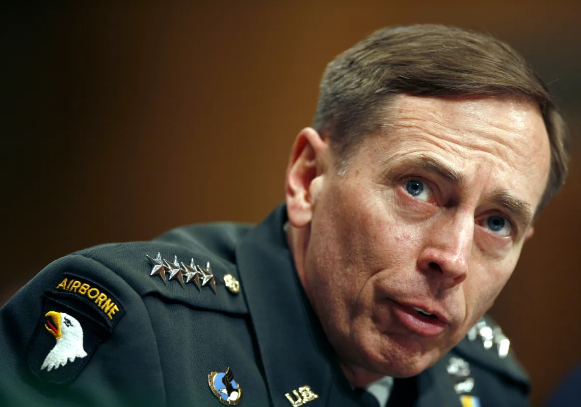 US Commander in Iraq General David Petraeus speaks to the Senate Armed Services Committee on Capitol Hill in Washington, 8 April 2008.