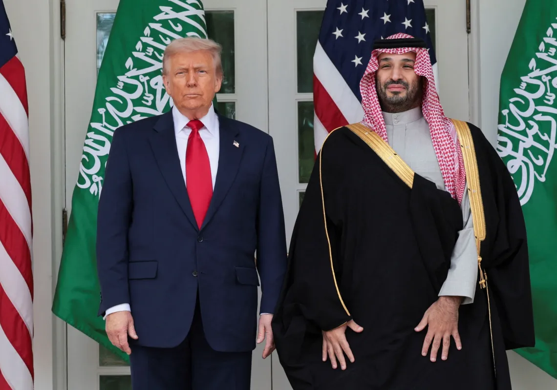 US President Donald Trump and Saudi Crown Prince Mohammed bin Salman pose for a picture at the White House in Washington, DC, US on 18 November 2025. 