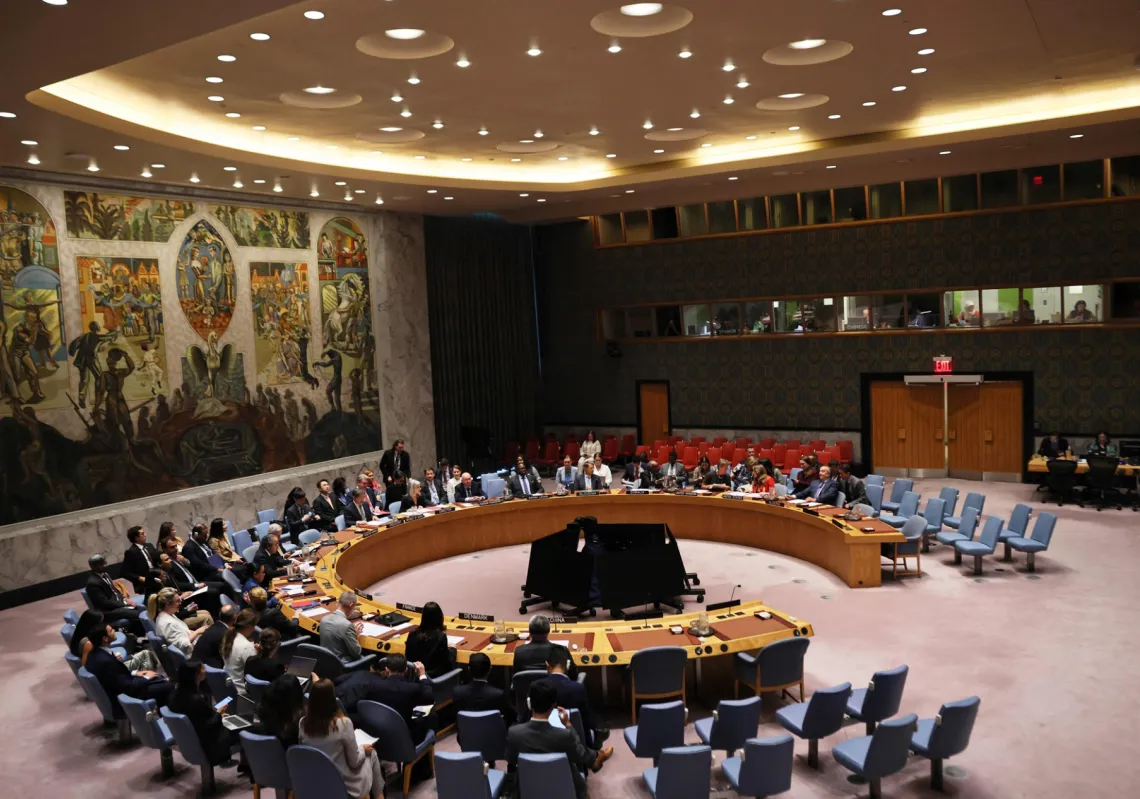 أعضاء مجلس الأمن يصوتون على قرار وقف إطلاق النار في غزة، 18 سبتمبر 2025 