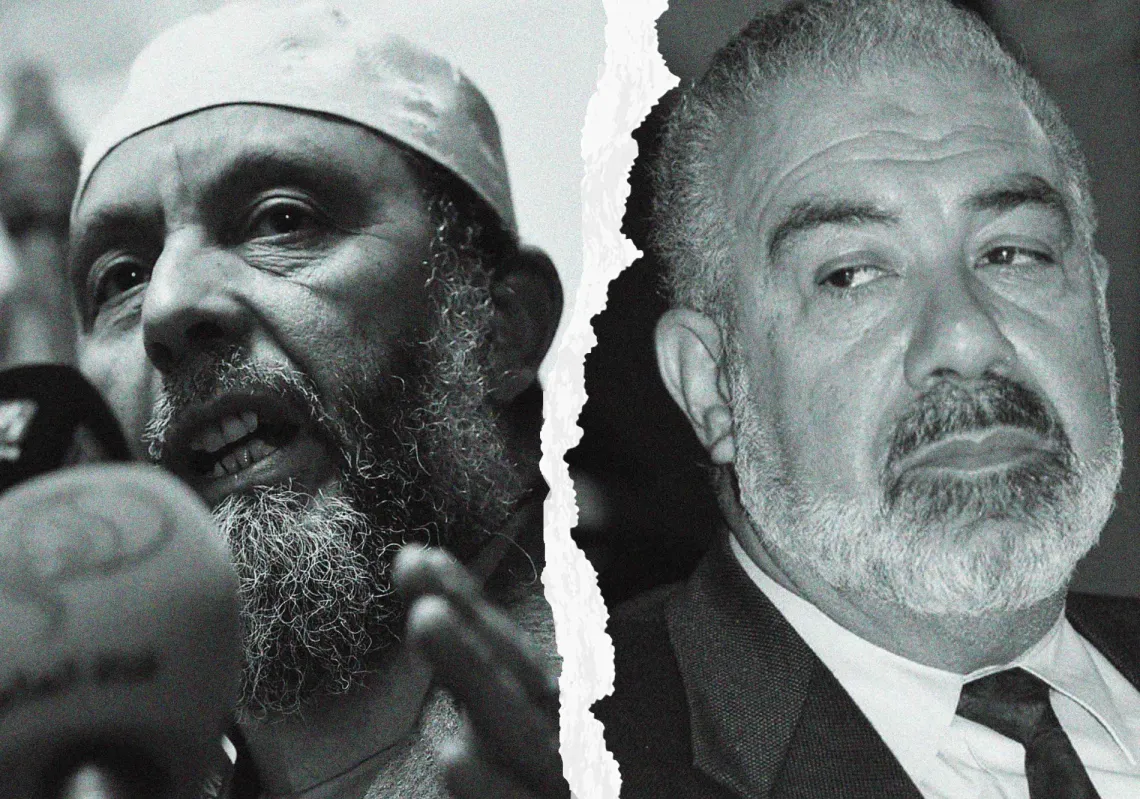 رئيس حزب جبهة العدالة والتنمية الجزائري، عبد الله جاب الله، زعيم حركة مجتمع السلم، المعروفة سابقًا باسم حركة مجتمع السلم الإسلامية (حماس)، الشيخ محفوظ نحناح.