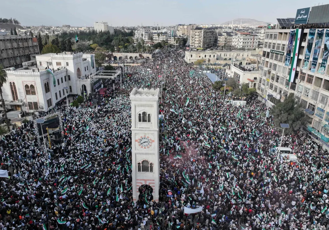 احتفال حاشد بالذكرى الأولى السنوية لسقوط نظام الأسد، مدينة حماة، 5 ديسمبر