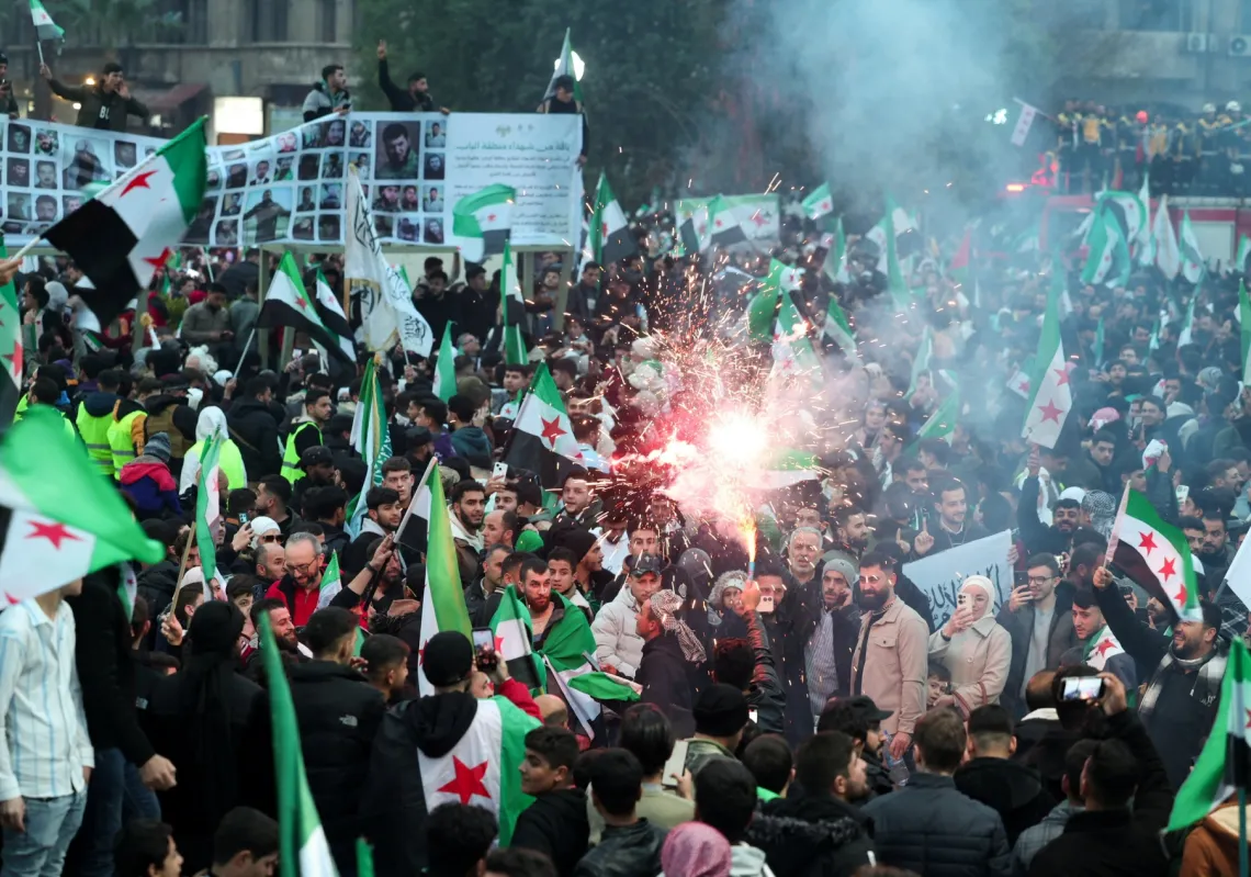 خلال الاحتفالات بالذكرى الأولى لسقوط نظام بشار الأسد، دمشق في 8 ديسمبر 