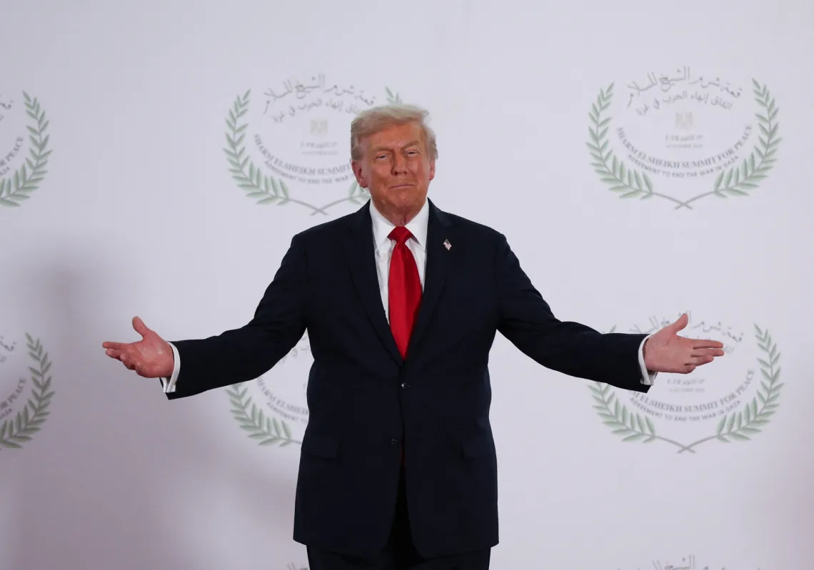 الرئيس الأميركي دونالد ترمب في قمة شرم الشيخ لإنهاء حرب غزة، مصر، 13 أكتوبر 2025