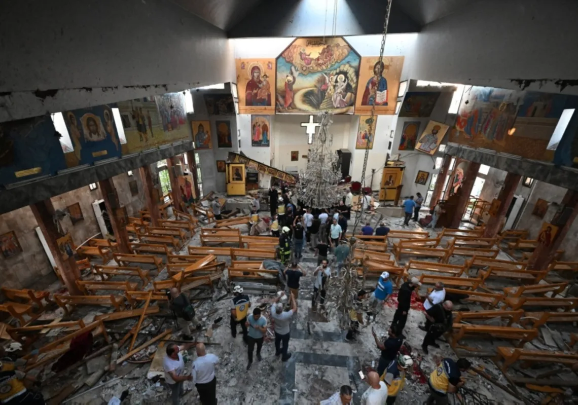 هجوم انتحاري تبناها تنظيم "سرايا أنصار السنّة" في كنيسة مار إلياس في منطقة دويلعة بدمشق في 22 يونيو 2025