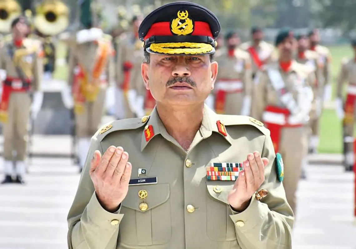 Field Marshal Asim Munir Asim Munir laying a wreath at the Martyrs' Memorial during a guard of honor review ceremony at General Headquarters in Rawalpindi, Pakistan on 21 May 2025.
 