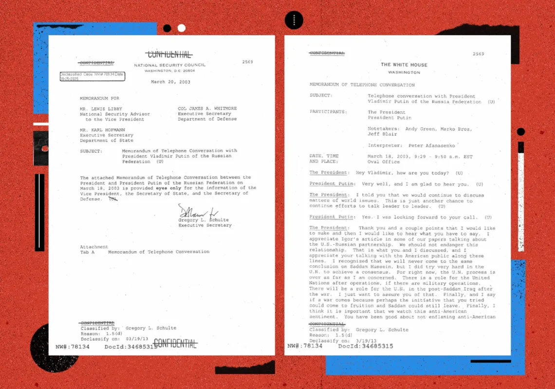 بوتين يطمئن بوش عشية غزو العراق: سنؤجل اقرار الاتفاق الاستراتيجي بيننا كي لاتحصل فضيحة (2 من 2)