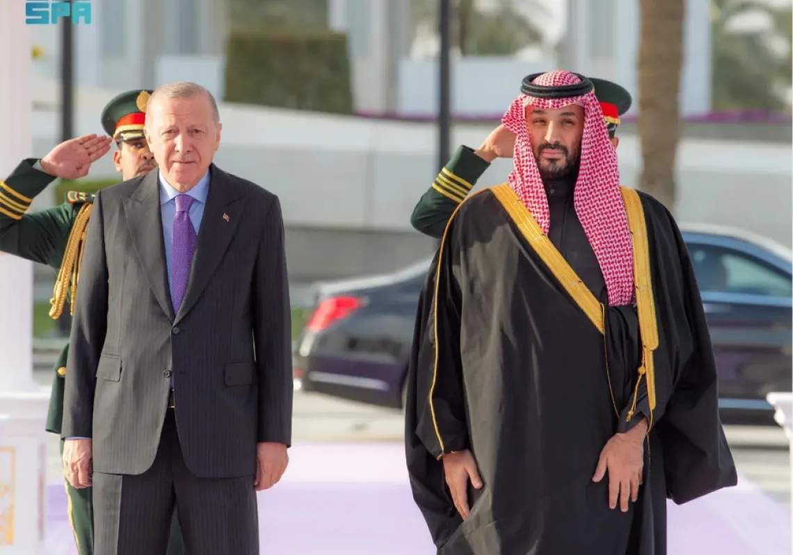 الأمير محمد بن سلمان بن عبدالعزيز آل سعود ولي العهد نائب رئيس مجلس الوزراء في استقبال رئيس جمهورية تركيا السيد/ رجب طيب أردوغان