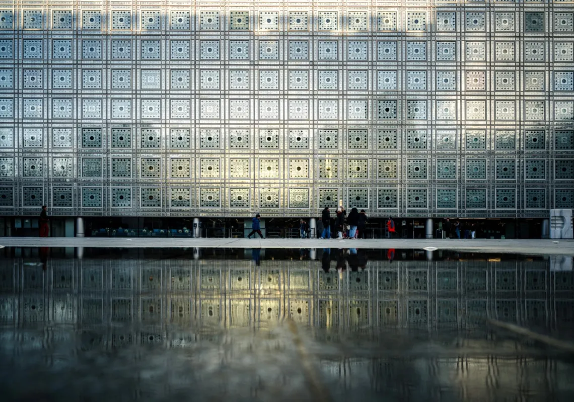 واجهة "معهد العالم العربي" في باريس، 3 يناير 2024