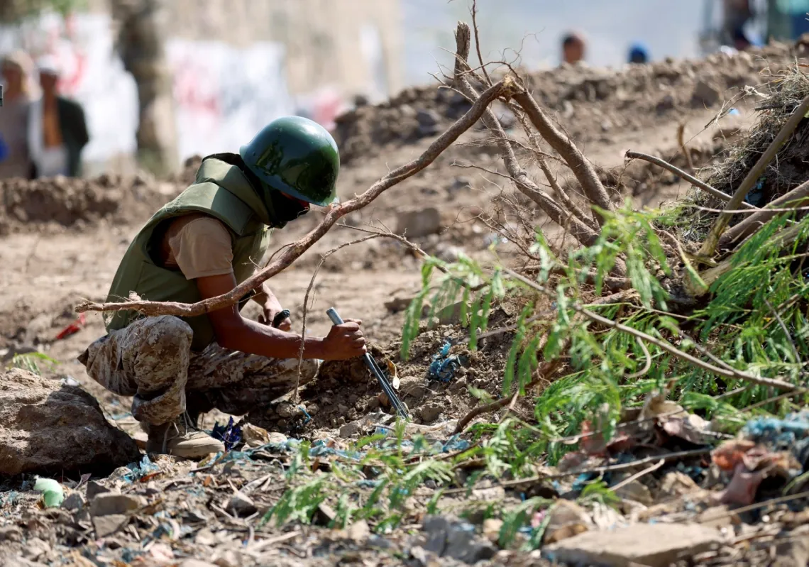 إزالة الألغام من التضاريس مع إعادة فتح الطريق المؤدي من مدينة تعز إلى العاصمة صنعاء الخاضعة لسيطرة الحوثيين، وإزالة الحواجز في 13 يونيو 2024